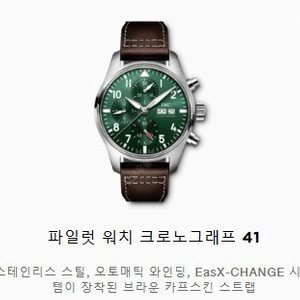 IWC 파일럿 워치 크로노그래프 41 그린 (녹판) [태그호이어 모나코 교환가능]