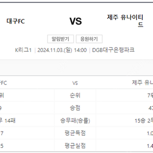 대구FC vs 제주UTD 11월 3일 w석 3연석 사요