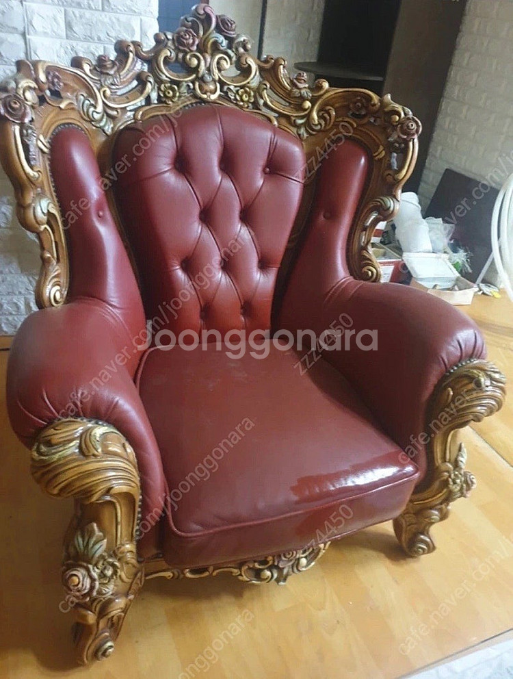 엔틱 빈티지 고가구 쇼파 3인 1인 세트--5