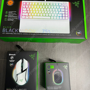 바실리스크 V3 프로 화이트 무선 충전팩 Razer Basilisk V3 Pro White PKG 무선 게이밍마우스+충전독