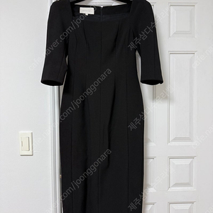 브라이드앤유 오데뜨 ODETTE Square neck Three-quarter Sleeve H-line midi dress (Black) 2사이즈(66)