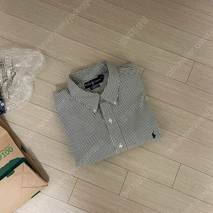 폴로랄프로렌 스트라이프 셔츠 카키그린 XXL