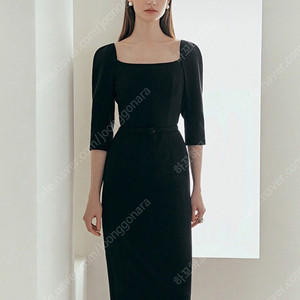 비에이유 바이 브라이드앤유 오데뜨 원피스 ODETTE Square neck Three-quarter Sleeve H-line midi dress