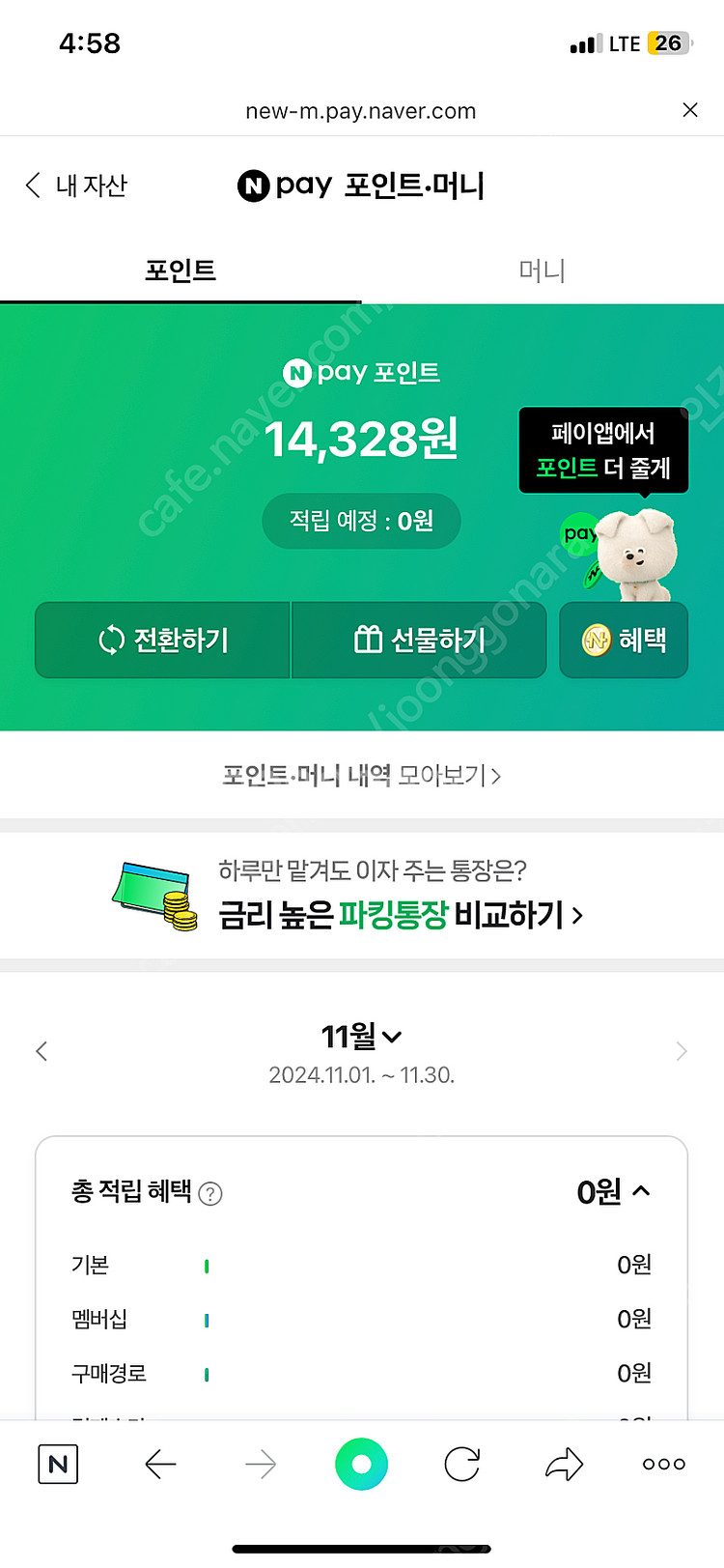 네이버페이 포인트--0
