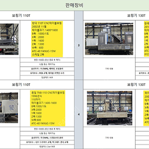 테이블 보링기 130 2대, 110 2대 현장사용 매각합니다