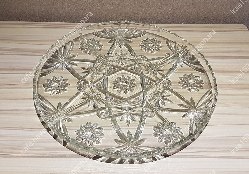 빈티지/앵커호킹 1970,s prescut Clear Glass Edge Torte Plate 이미지