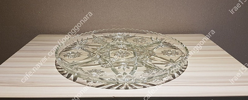 빈티지/앵커호킹 1970,s prescut Clear Glass Edge Torte Plate 이미지