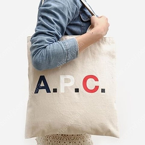 아페쎄(A.P.C.) 트리컬러 로고 빅 캔버스 토트 백