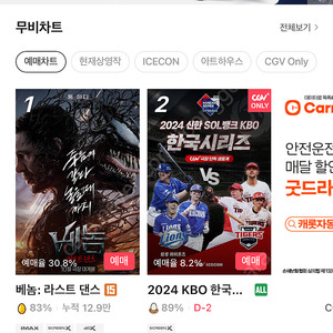 CGV 특별관 (아이맥스 IMAX / 4DX / STARIUM / SphereX / ScreenX / SWEET BOX) 1인 9000원