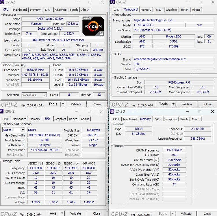 AMD 5950X + X570S AERO G + 트라이...--0