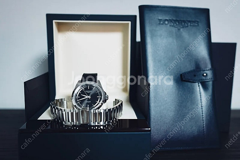 론진 신형 콘퀘스트 38mm 검판--0