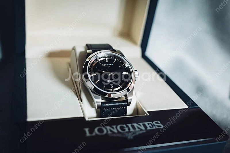 론진 신형 콘퀘스트 38mm 검판--1