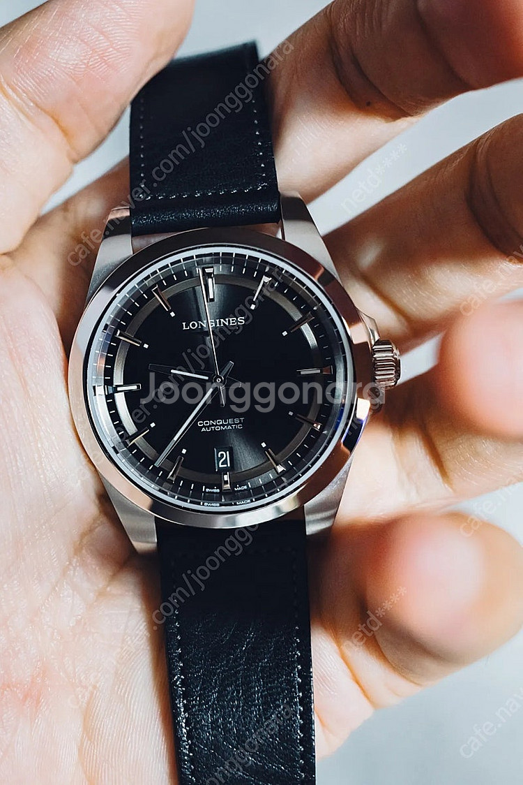 론진 신형 콘퀘스트 38mm 검판--2