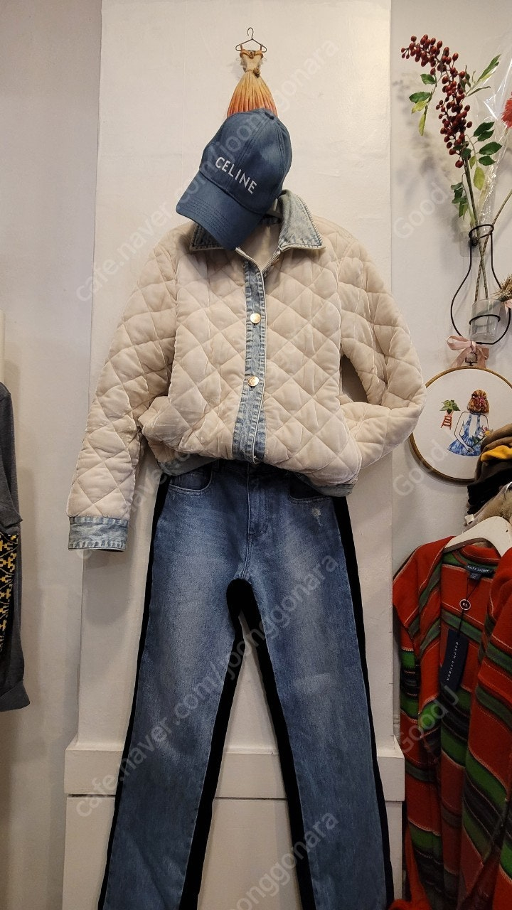 리바이스 가죽데님. 미샤퀼팅점퍼. 그린니트블루종--9