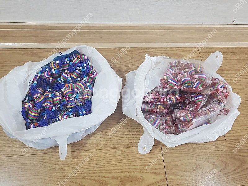 미니 복주머니 색동 파츠 장식 석고방향제--1