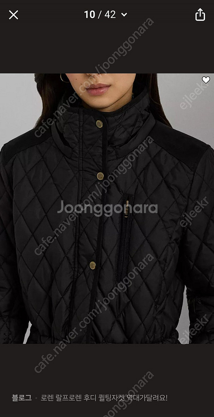 폴로 후디드 퀼팅자켓 블랙 ps 새제품--4