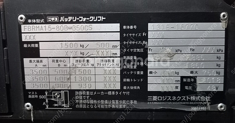 (중고지게차) 니찌유 입식 1.5톤 전동지게차 18년식...--3