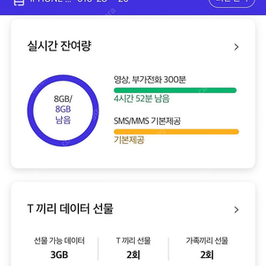 Skt 데이터 2기가 3000원 판매합니다 바로전송가능 6기까지가능함