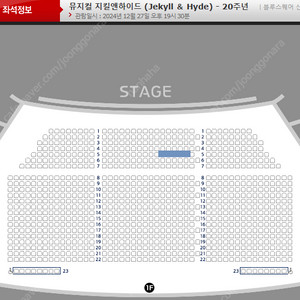 뮤지컬 지킬앤하이드 12/27(금) 홍광호 선민 vip석 1층 중앙 5열 2연석 / 1층 오블 2열 2연석 양도 [좌석위치사진有]