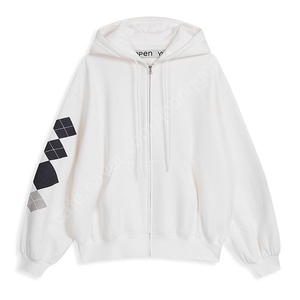 Open yy ARGYLE BOX HOODIE white 아가일 박스 후디 화이트