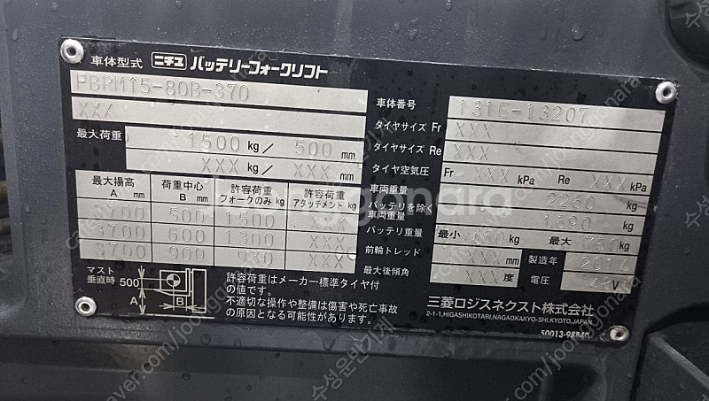 [중고지게차]니찌유 입식 1.5톤 전동지게차 17년식,...--4