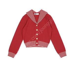 EENK 잉크 가디건 Sailor Collor Knit Cardigan - Red/Cream