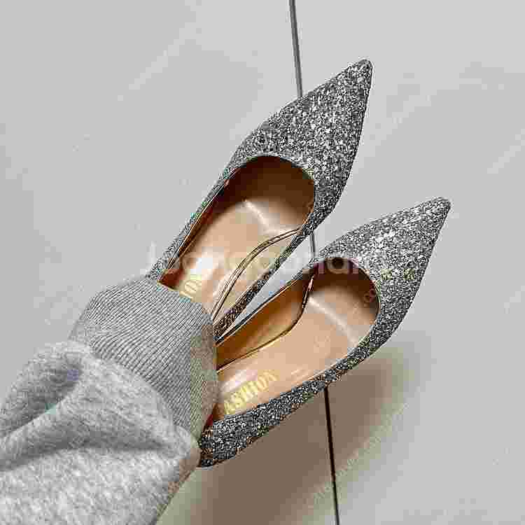 (새상품/택포) 웨딩촬영 웨딩슈즈 글리터힐 9cm--1