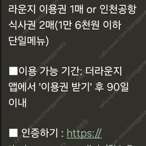 더라운지 공항 라운지 이용권 1매