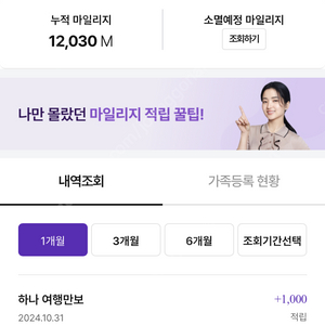 하나투어 마일리지 양도 12000->9600