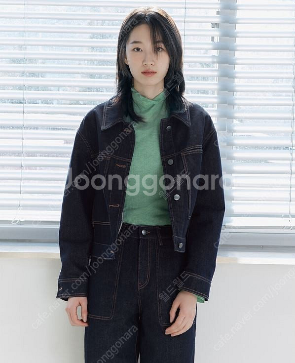 (새상품) 마인드브릿지 꾸뛰르 논페이드 데님 트러커 청...--1