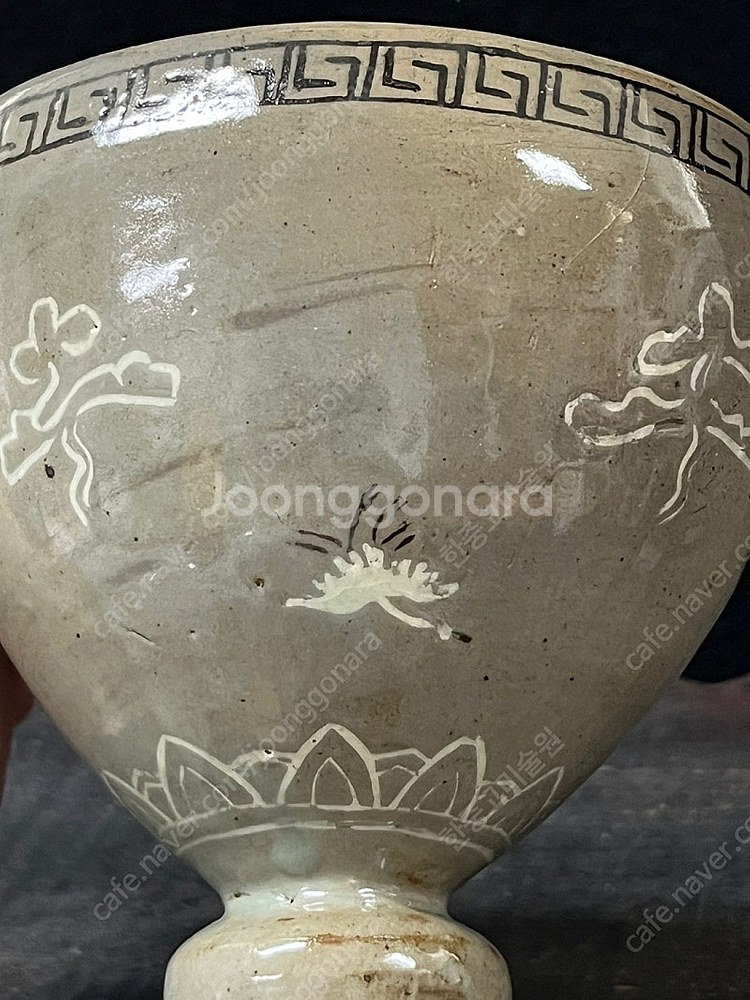 고려청자 상감 운학문 고족배--3
