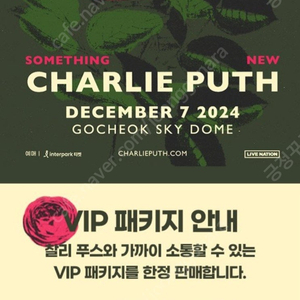 찰리푸스 내한 12/07(토) 첫 공연 VIP 패키지 1장 팝니다