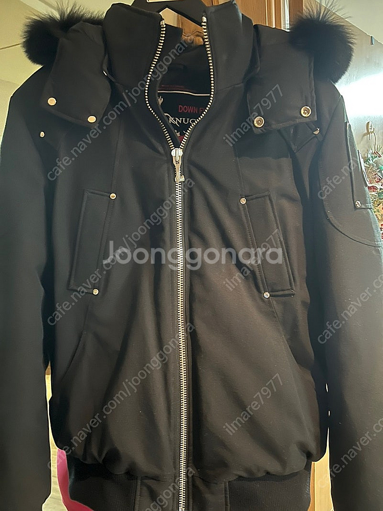 무스너클 봄버 패딩/블랙퍼/블랙로고--0