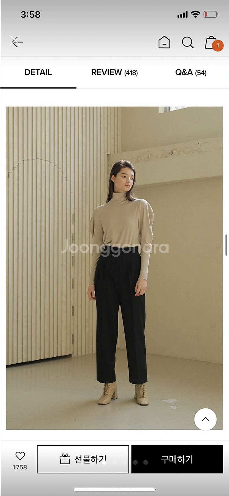 폴앤앨리스 터틀넥 새상품 프리사이즈--2