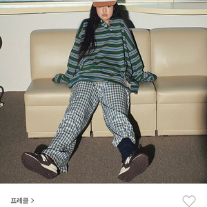 프레클 gingham pajama pants 그린컬러