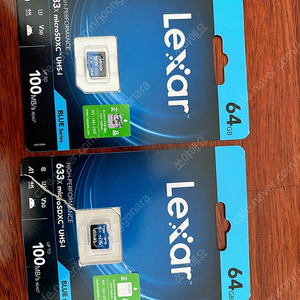 렉사 마이크로SD 카드 UHS-I 633x 64GB 2개 팔아요.