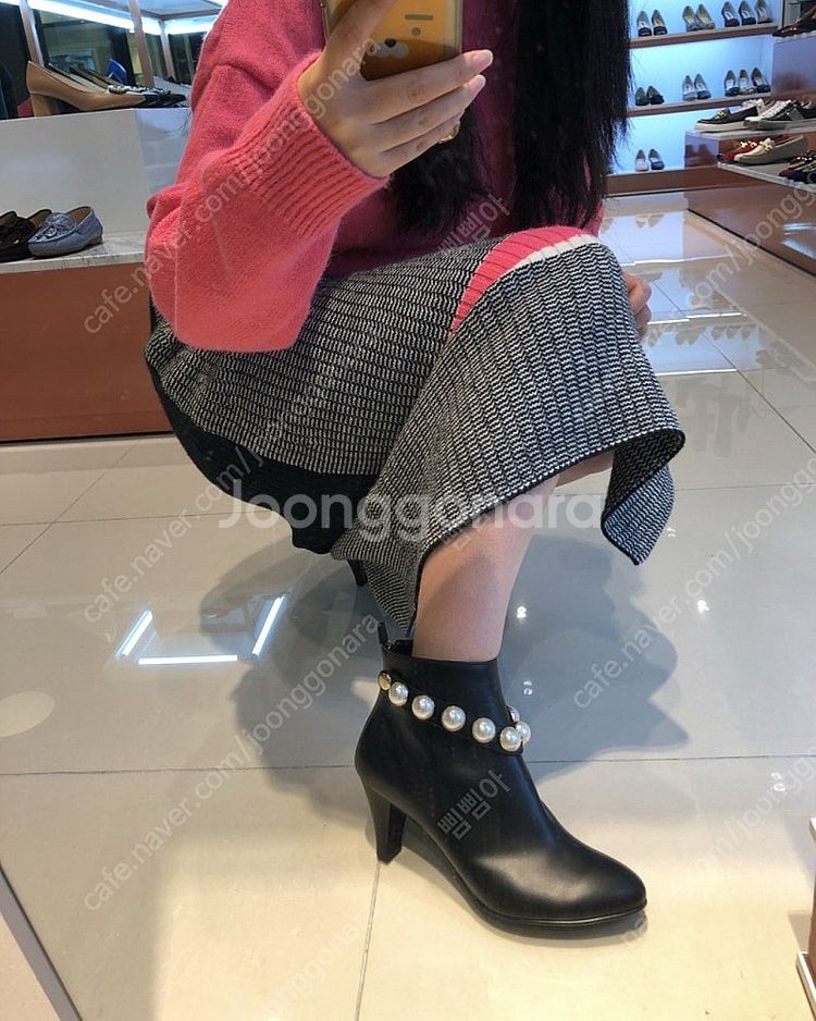 고세 소가죽 진주 앵글부츠--0