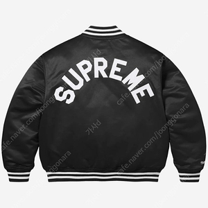 슈프림 미첼 & 네스 사틴 바시티 자켓 블랙 24FW (Supreme Mitchell & Ness Satin Varsity Jacket Black - 24FW) 사이즈 XL, S