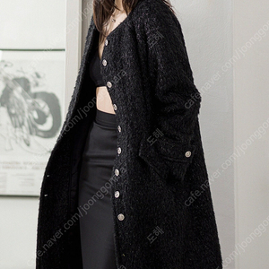 (사이즈 교환) 베르데오시도 129. Fille Tweed Coat. in Sparkling Tweed. (Black Swan) 필레 트위드 코트. M > XS