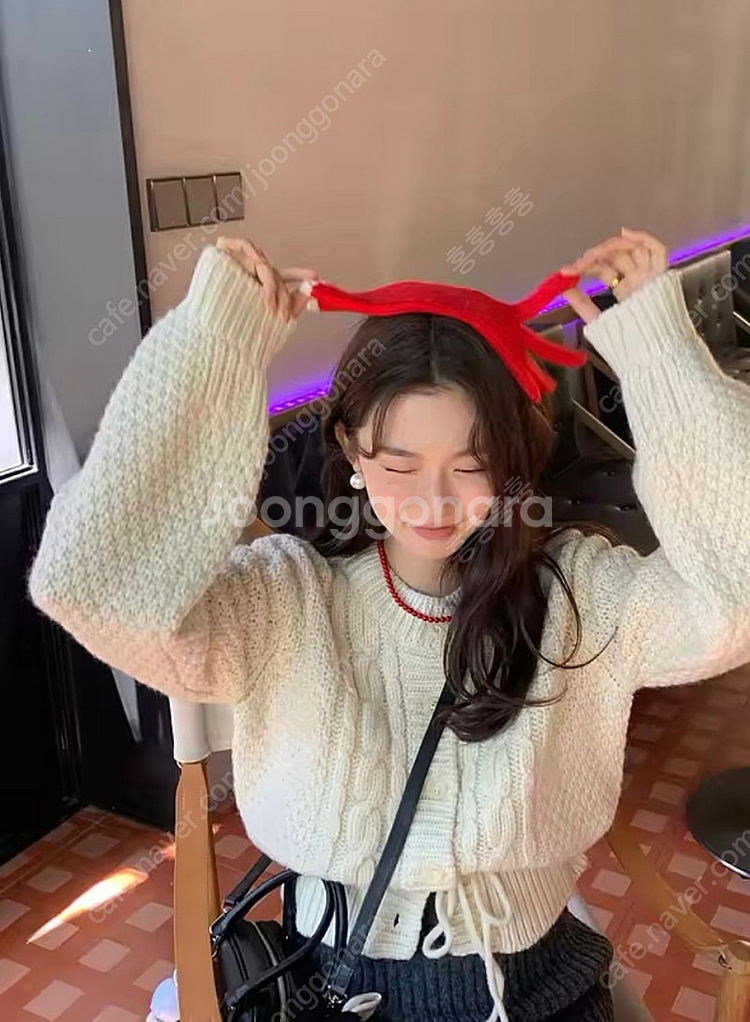 새상품) 허리스트링 니트가디건--2