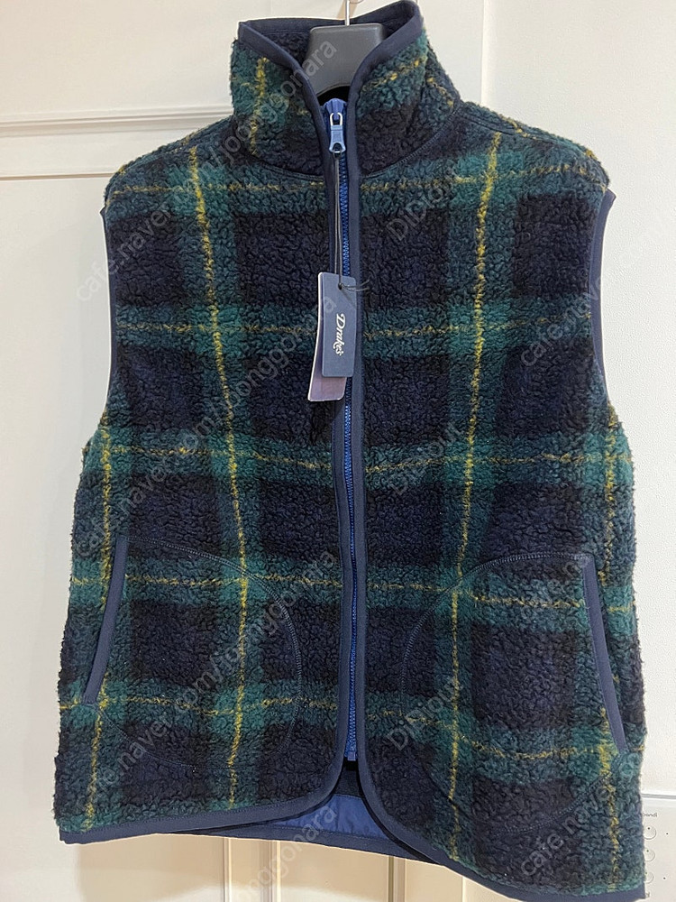 드레익스 존스톤 체크 부클 울 집업 플리스 베스트 자켓 M사이즈 (38-40) 플리츠 후리스 새제품 이미지