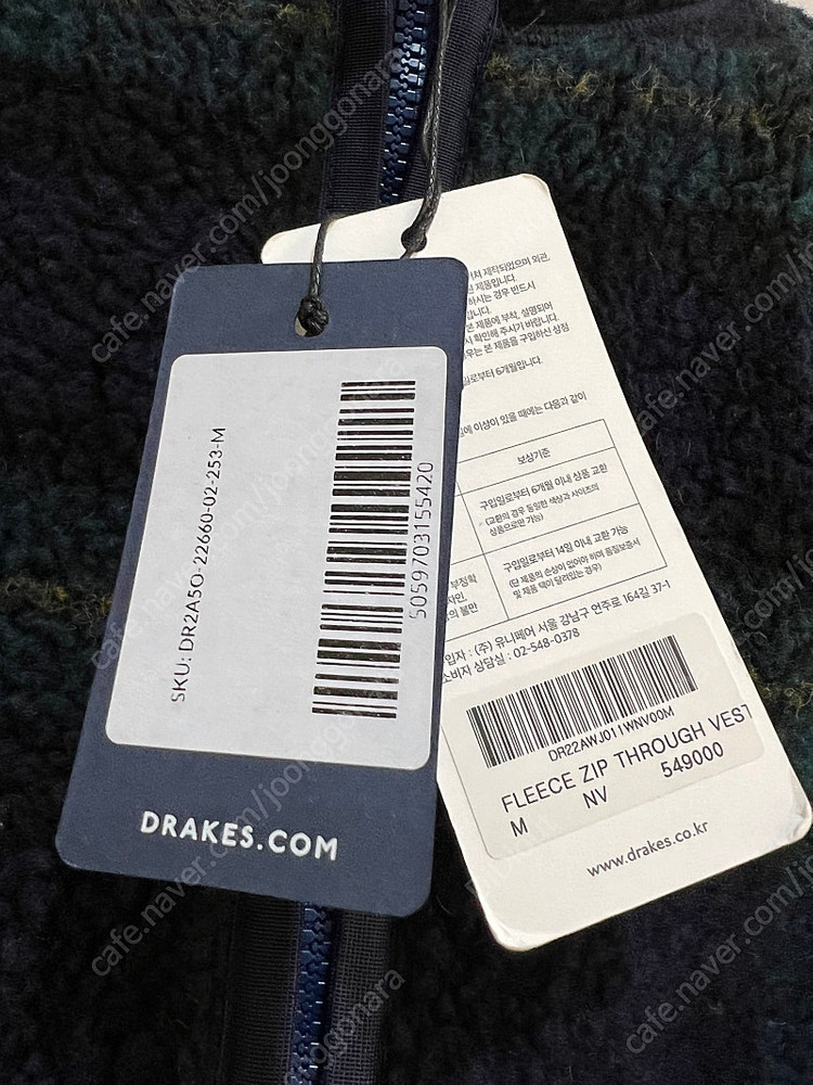 드레익스 존스톤 체크 부클 울 집업 플리스 베스트 자켓 M사이즈 (38-40) 플리츠 후리스 새제품 이미지