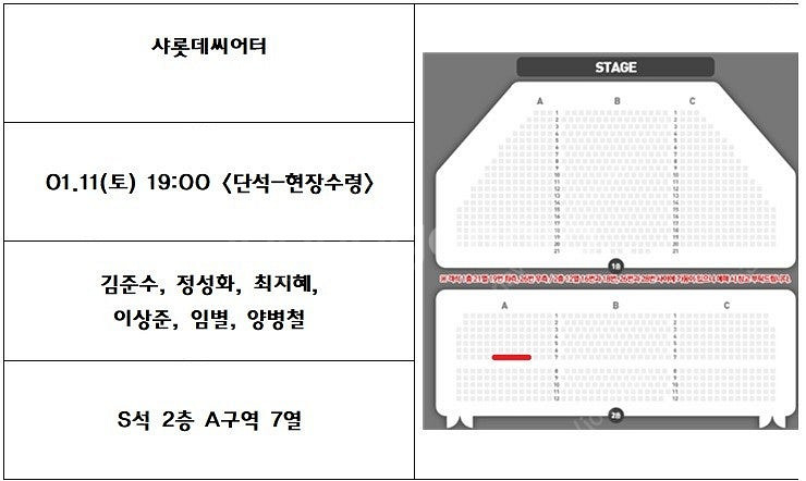알라딘 01.11(토) 19:00 S석 2층 A구역 7...--0
