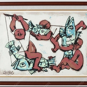 그림/이중섭 탄생 100주년 기념 에디션 판화(물고기와 노는 세아이)