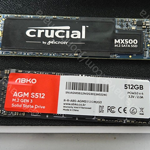 앱코 AGM M.2 NVMe (S512, 512GB),Crucial MX500 1TB M2 2280 ssd 판매 합니다