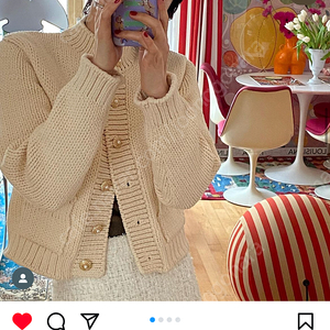 더름 KARINA COTTON-BLEND CARDIGAN (NATURAL)