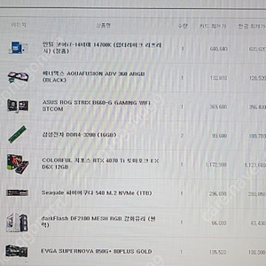 14700kf 풀 셋트 4070ti 고사양 개인 컴퓨터