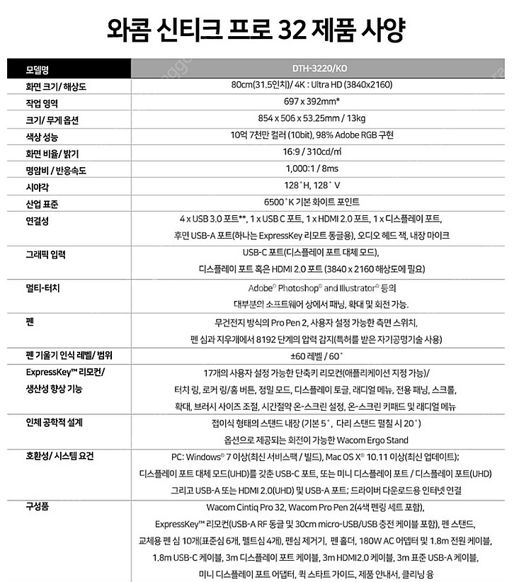 와콤 신티크 프로 32 DTH-3220+에르고스탠드--6