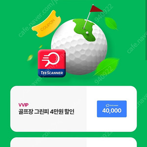 골프존 티스캐너 골프장 그린피 4만원 할인쿠폰 / 2만원 할인쿠폰