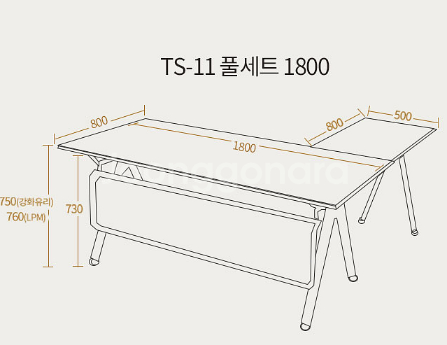 TS 퍼니처 유리 블랙 책상 (중역) 2종류, 2개 팝...--3